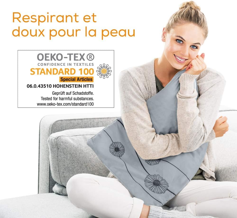 Beurer HK 125 Coussin chauffant, format XXL, avec 6 réglages de température, arrêt automatique et interrupteur à LED, lavable en machine, gris