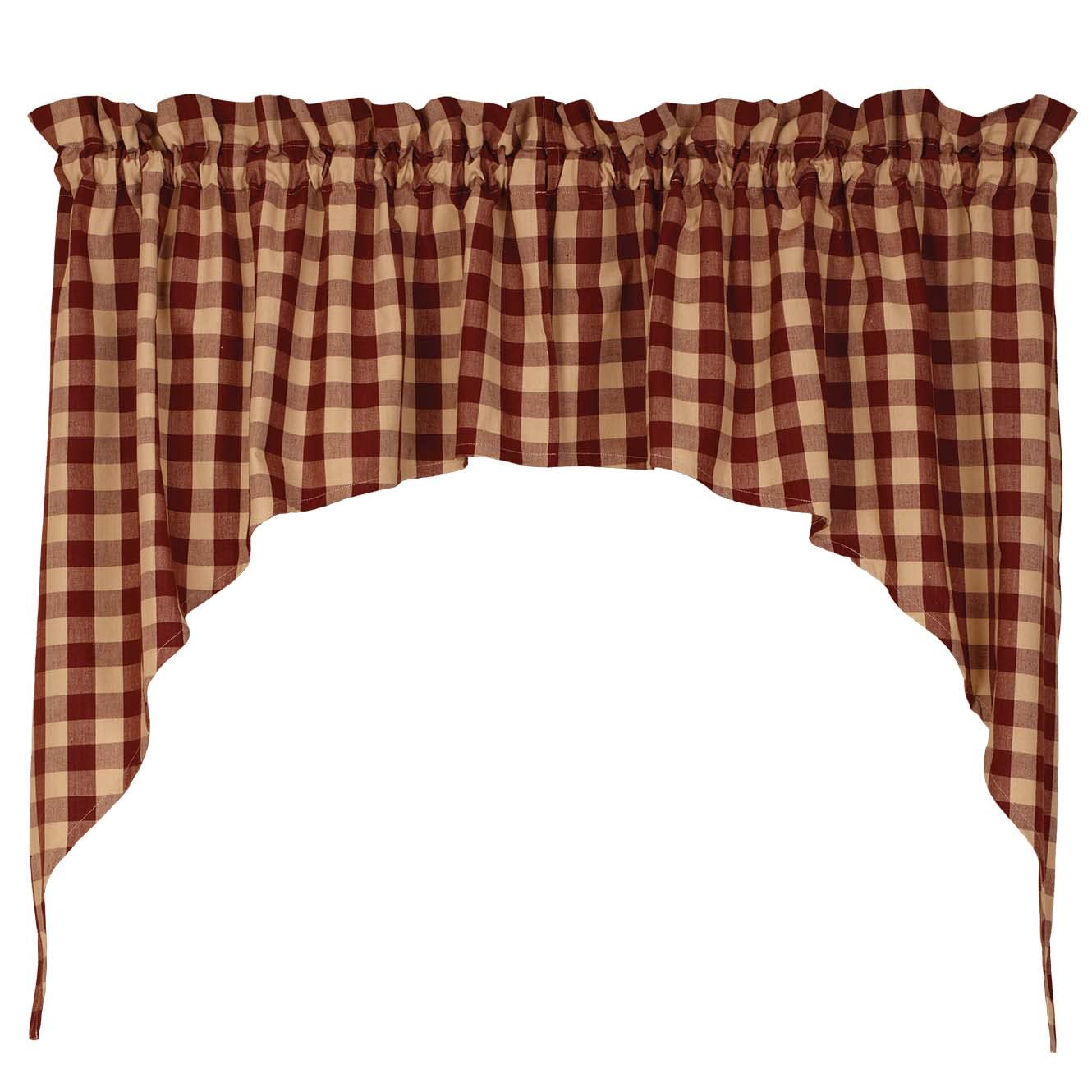 Country House Collection 33862 Burgundy Check Swag , 36-inch