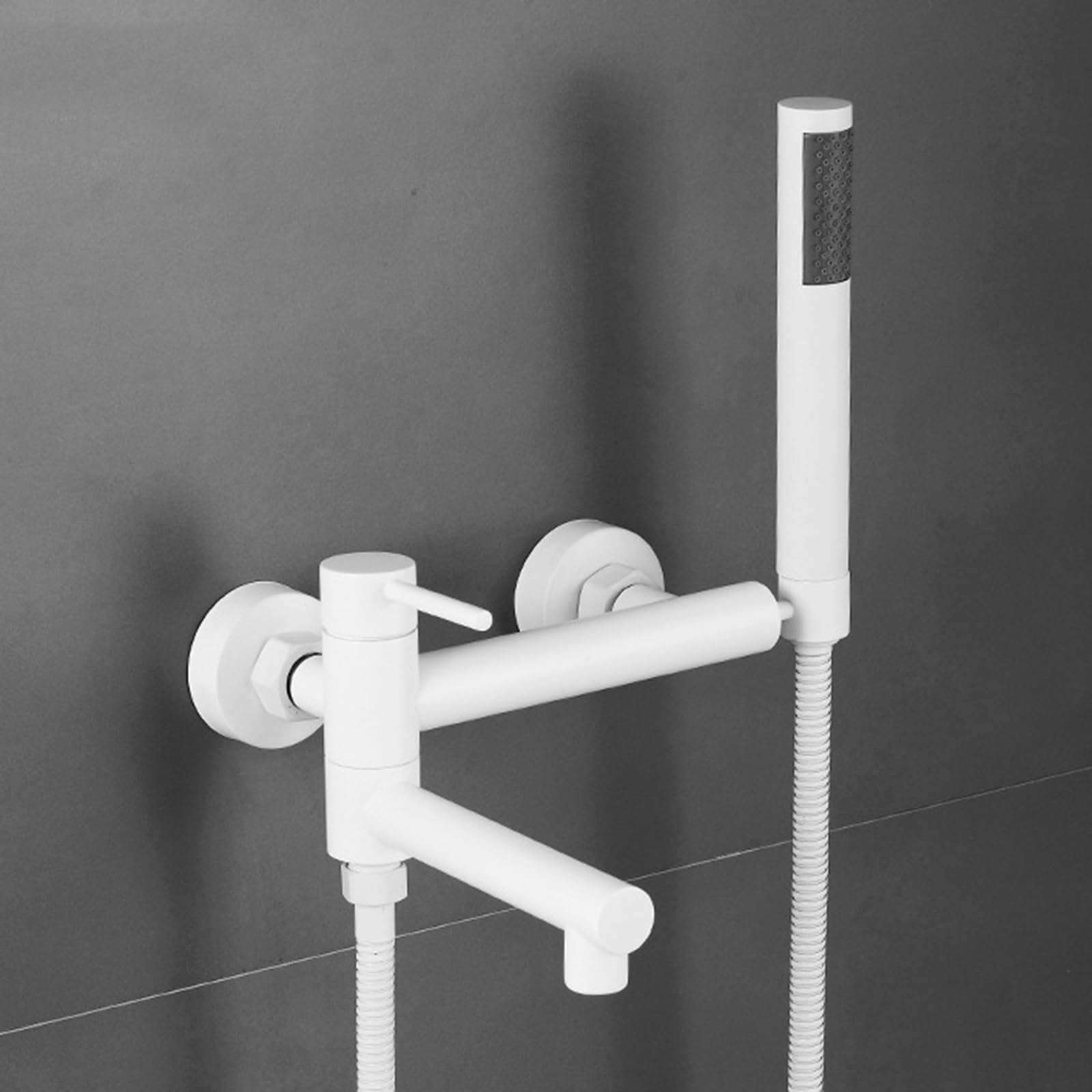 Robinet mural de bain-douche noir avec mitigeur eau chaude froide et pomme