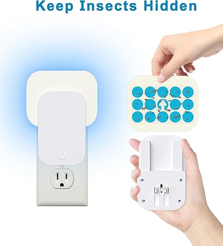 Miniatura 10 de Trampa para insectos voladores para interiores, para atrapar insectos, luz de matamoscas para mosquitos, mosquitos y mosquitos, enchufe en pared