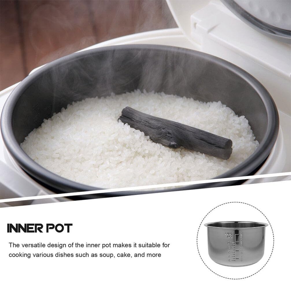 Zerodeko Stainless Steel Rice Cooker Non Stick Inner Pot, Rice Cooker Inner Pot Replacement, Traditional Pressure Cooker Bowl Electric Cooker Accessories for Kicthen (5L)