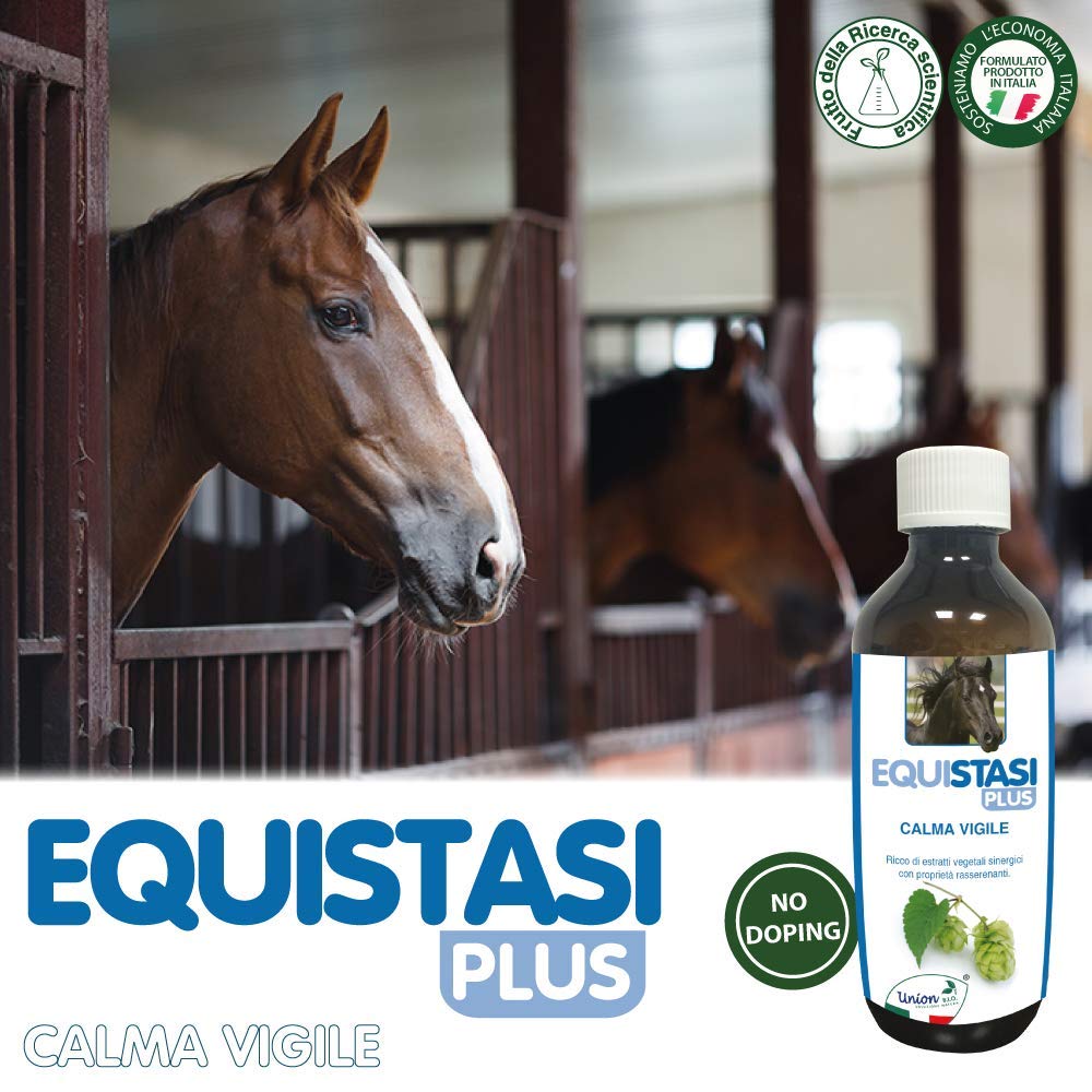 Union Bio® Equistasi Plus 200ML - Calmante Rilassante Non Altera Attenzione Cavallo, Aiuta il Cavallo a Ritrovare Calma ed Equilibrio, in Pre-gara, Per Calmare Senza Ripercussioni Sulla Performance