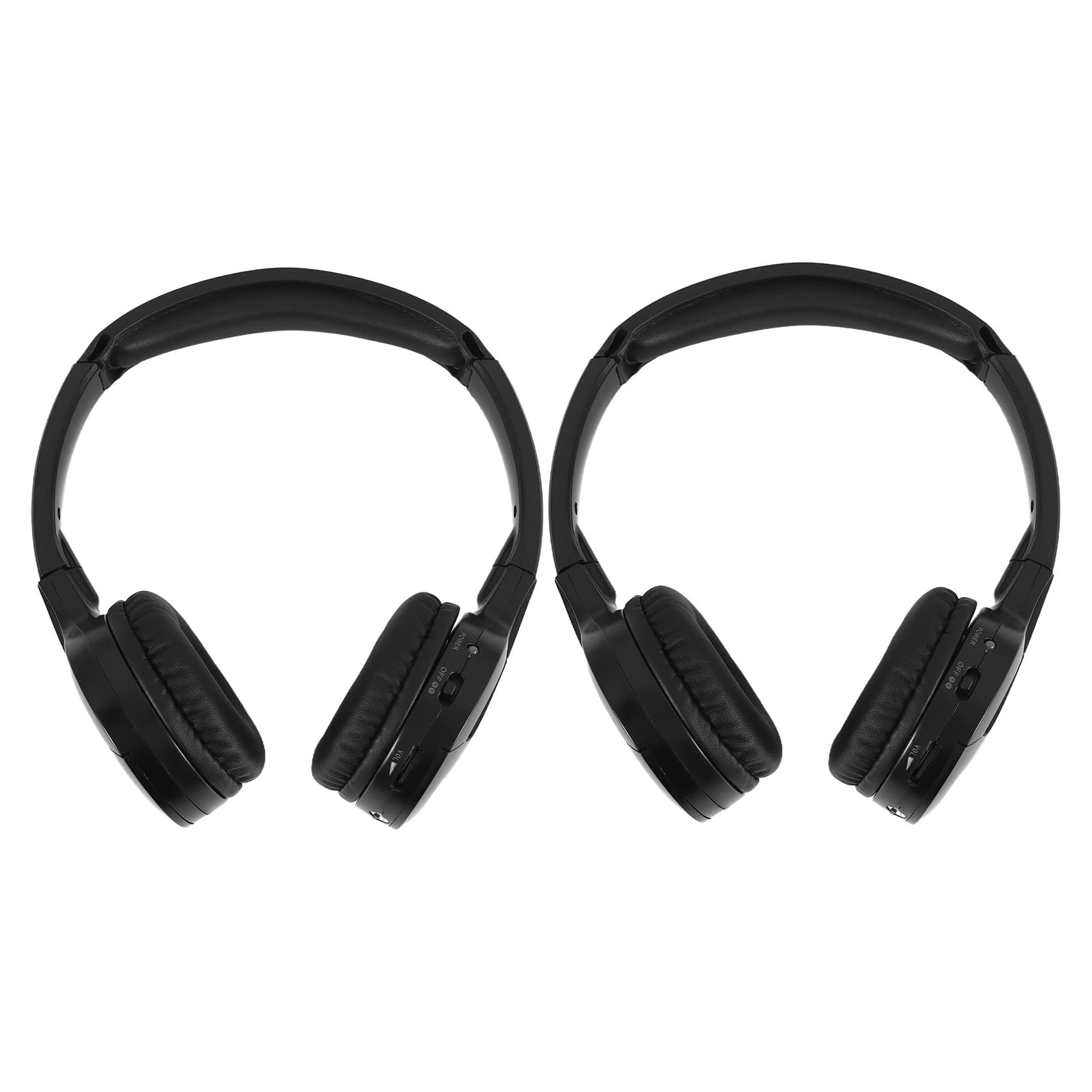 Lot de 2 paires d'écouteurs infrarouges sans fil pour lecteur DVD de voiture - Casque audio infrarouge universel (noir)
