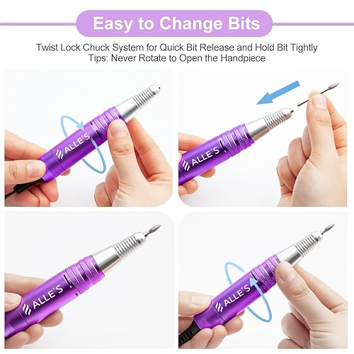 Miniatura 3 de Efile - Taladro de uñas profesional de 30000 RPM, kit de limador de uñas eléctrico para uñas de dedos, uñas de gel acrílico, taladro de manicura y