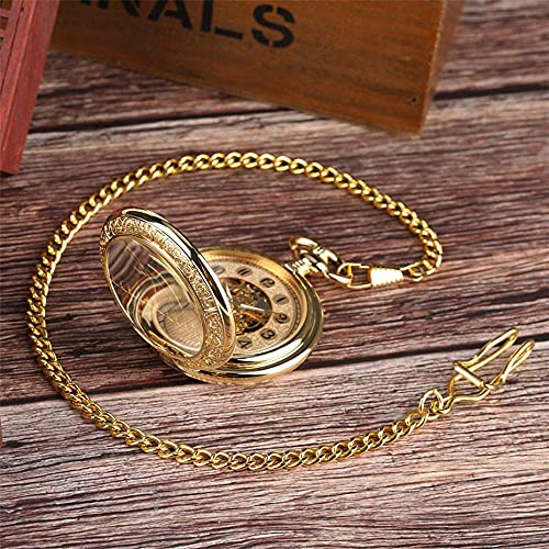 Zakhorloge ketting transparant mechanisch zakhorloge voor heren heren gouden hanger horloge met ketting horloge handwind retro mechanisch herenhorloge - Afbeelding 4