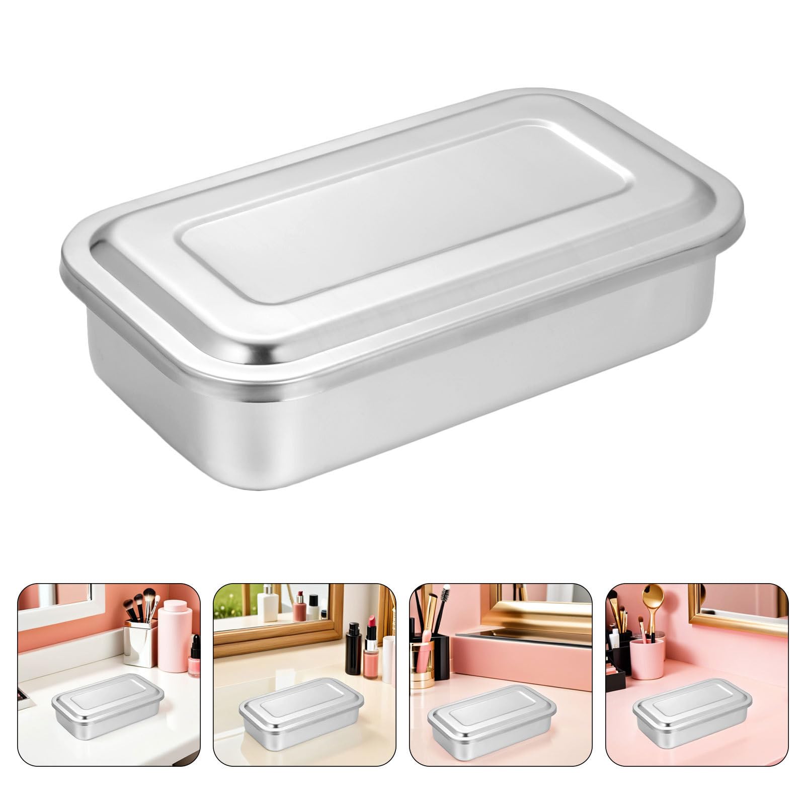 Tofficu 2 Piezas Bandeja de Esterilización de Acero Inoxidable con Tapa para Almacenamiento de Herramientas de Manicura en Entornos Diarios y Laboratorios