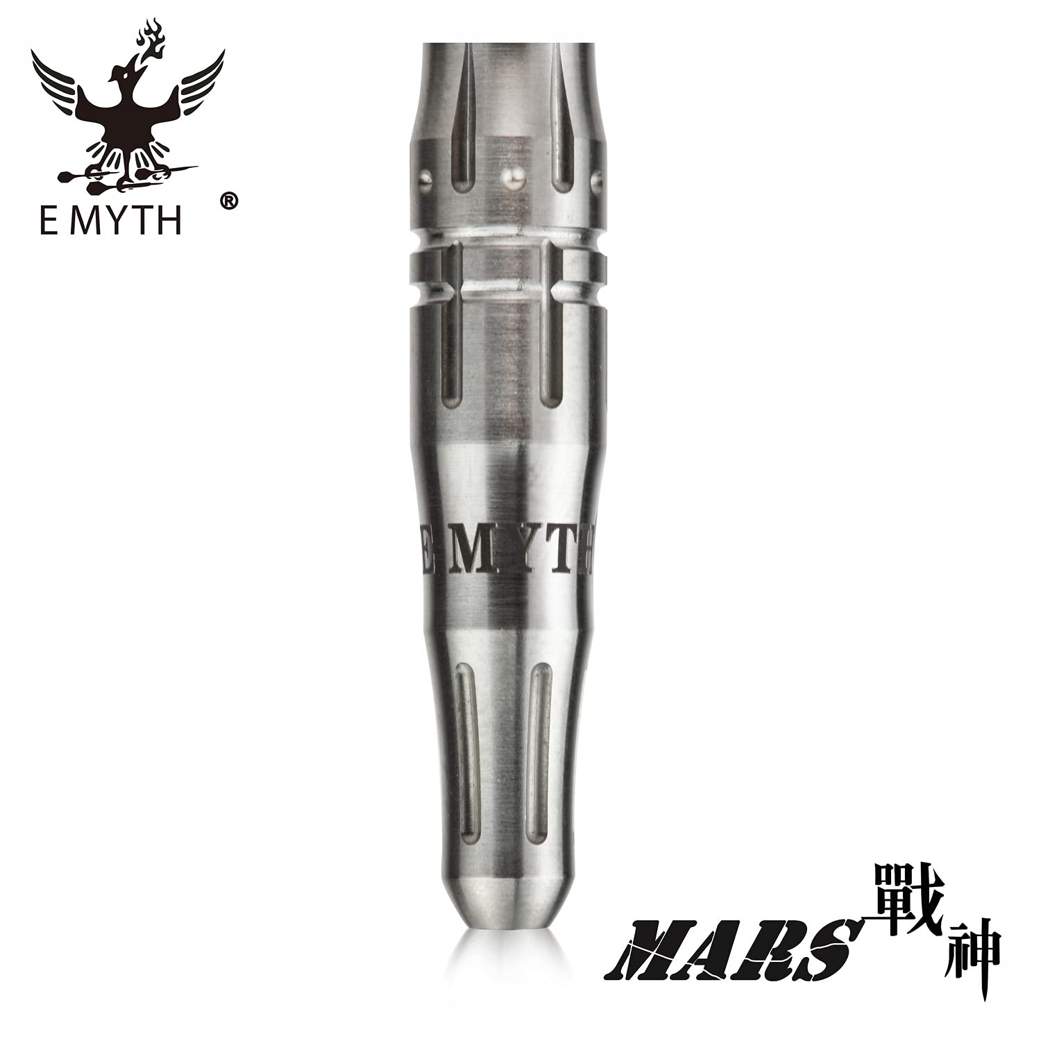 EMYTH Mars - Set di freccette con punta in acciaio al 90% al tungsteno, 21 g, 7,4 mm x 47 mm, corpo segmentato 3D fresato opaco antiscivolo, accessori completi per tornei e giochi domestici