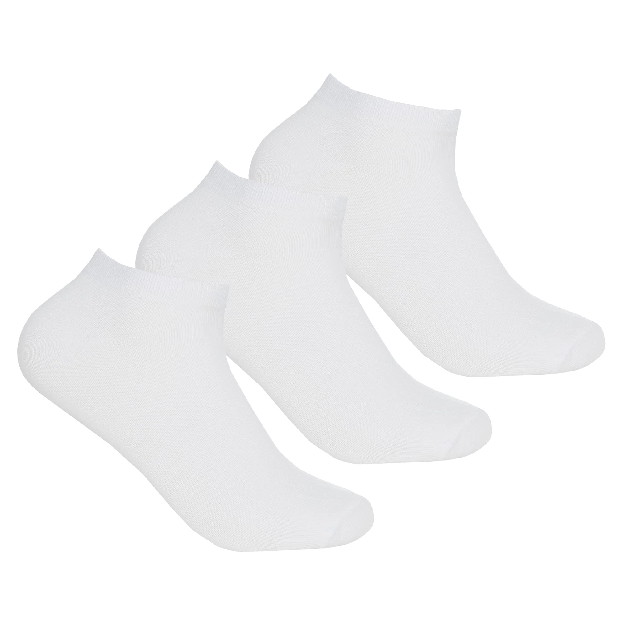 Metzuyan 3 Pairs Womens Ladies Bamboo Viscose Socks Low Cut Ankle Breathable Trainer Liner White 4-8