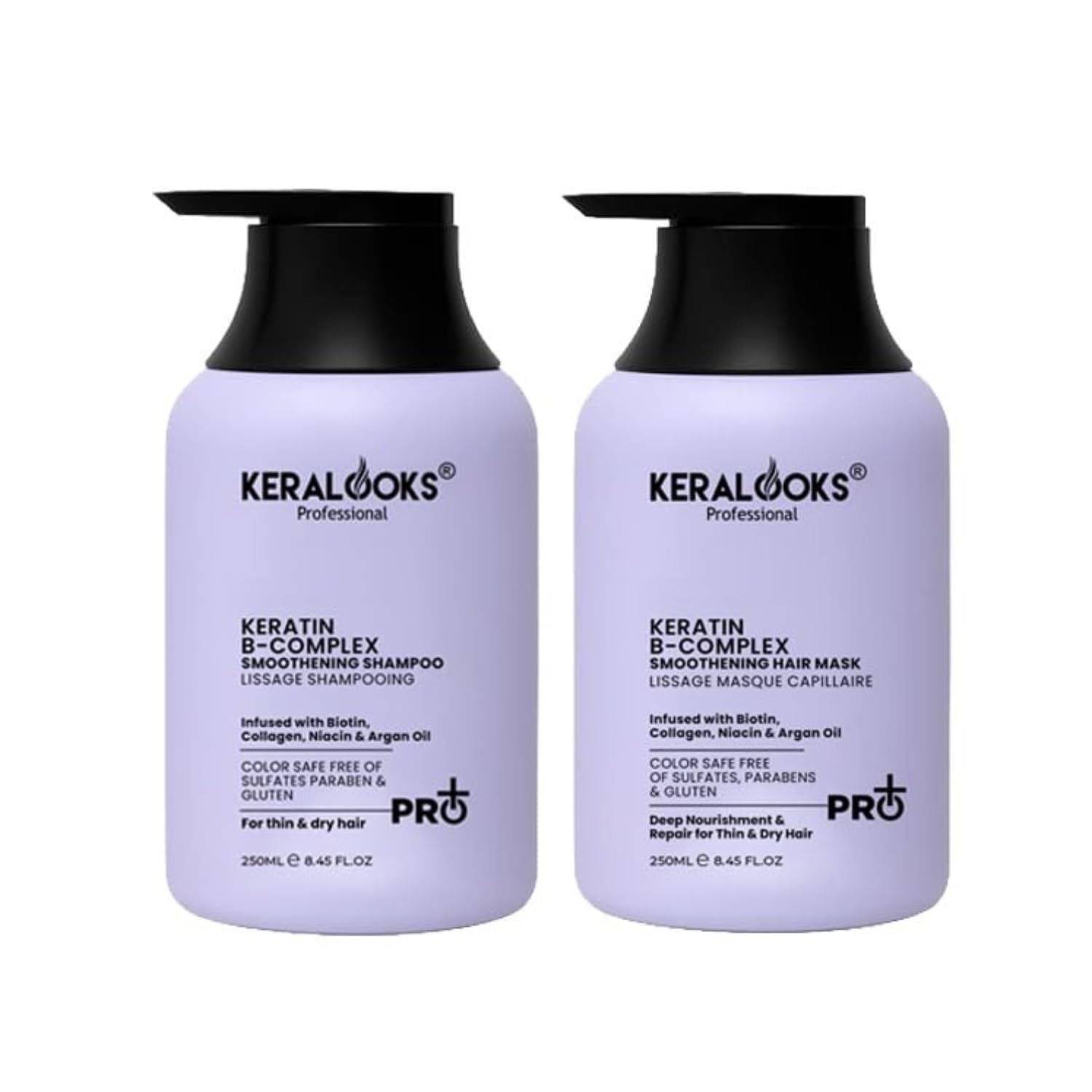 Keralooks Professional Keratin B-Complex Smoothening Hair (COMBO 250ML EACH) with Biotin, Collagen, Argan Oil, Sulfate-Free, for Dry Damaged & chemically treated hair-image-44