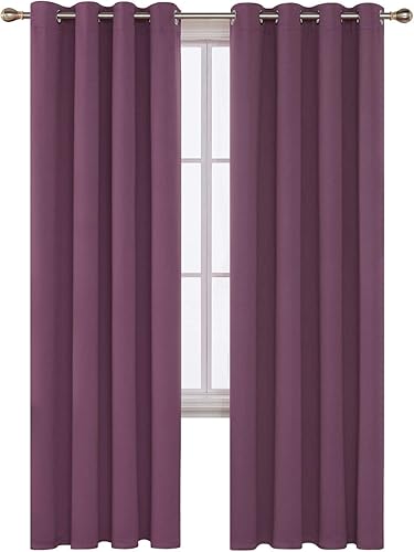 Miniatura 200 de Deconovo Darken - Cortina opaca con aislamiento térmico y ojales para sala de estar, 42 x 63 pulgadas, color blanco puro Negro,Beige claro,Azul