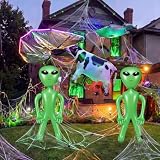 Glimin 3 Pcs Halloween Alien Inflatable Decorations UFO Abducted Cow