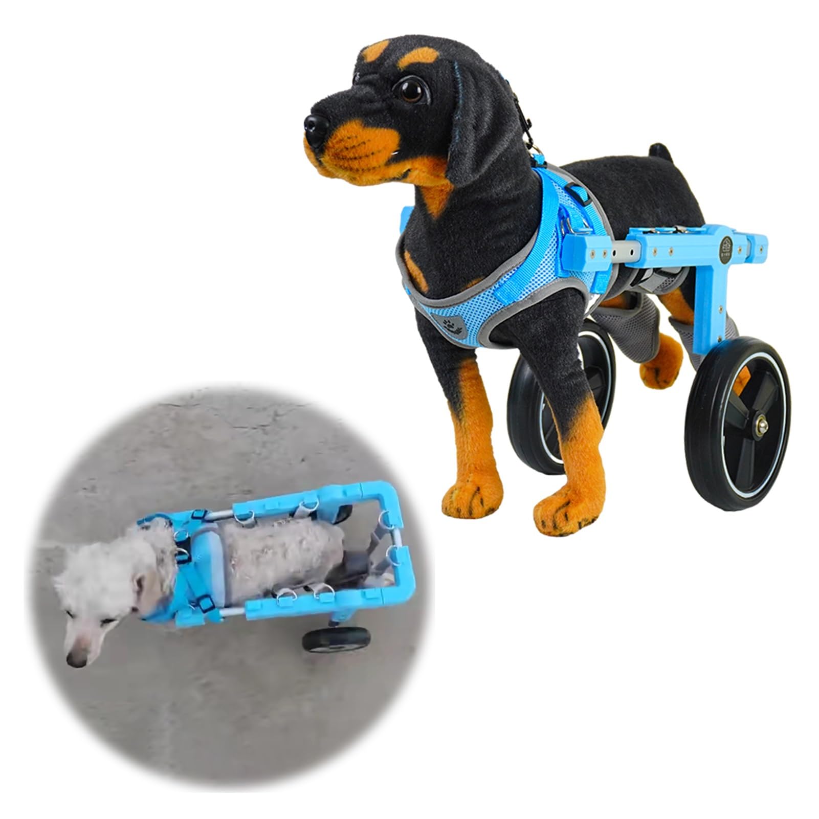 Wózek inwalidzki dla psa, regulowany wózek inwalidzki dla małych psów (2–10 kg/4,4–22 lbs) – uprząż mobilności z tyłu do rehabilitacji tylnych nóg, idealna dla aktywnych zwierząt domowych, rozmiar S
