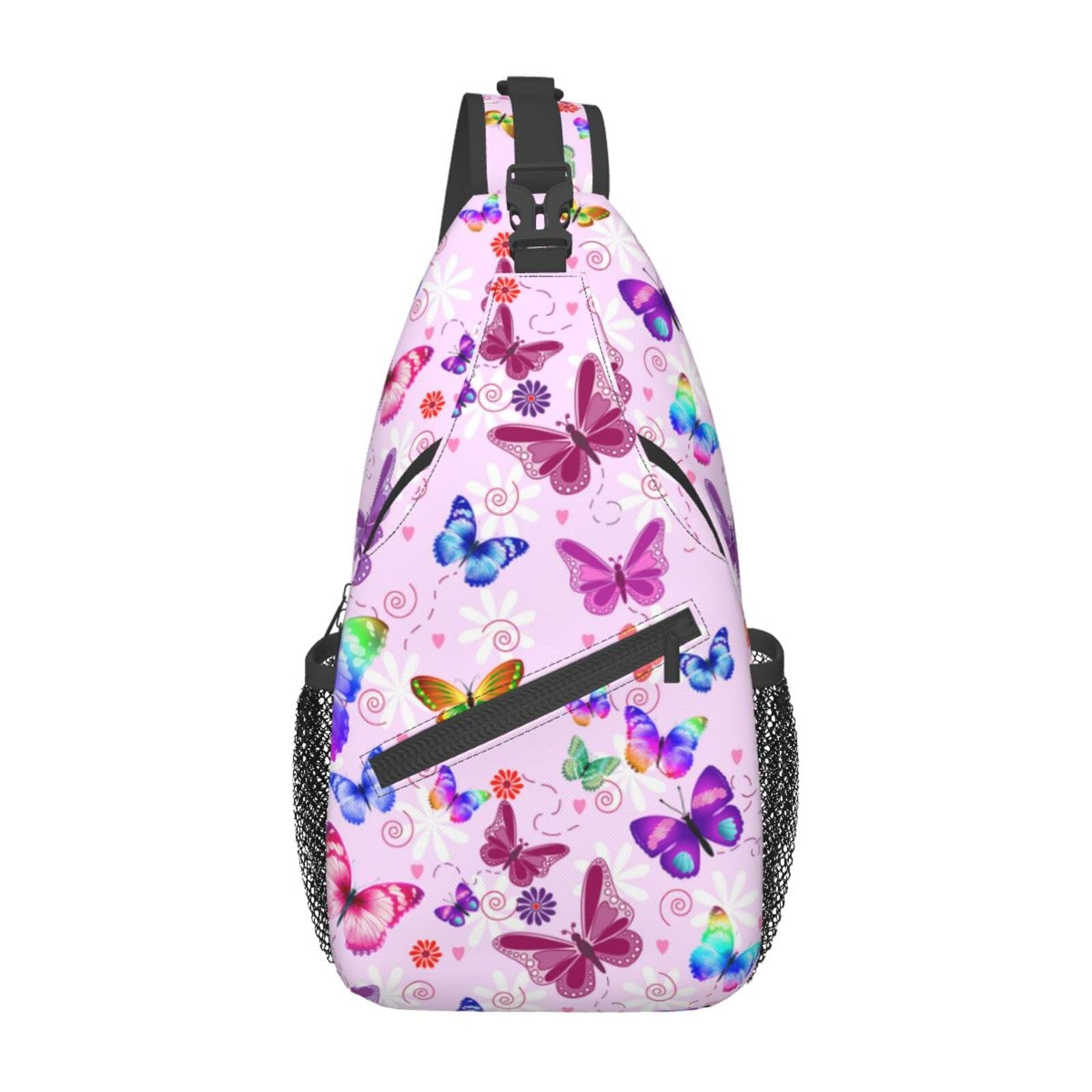 JDEIFKF Butterflies Sling Bag Travel Crossbody Bag Chest Daypack Hiking Shoulder Bag For Men Women