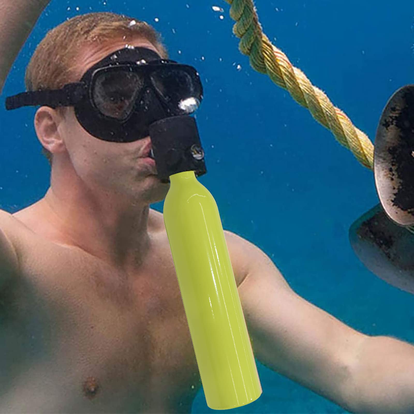 TUDIVING - 1L 3000Psi 200Bar 20MPa Portable Haute Pression Plongée Cylindre, Bouteille de Plongée en Aluminium, Mini Bouteille de Plongée à Oxygène de 150,3 cm, Réservoir de Plongée Réutilisable pour
