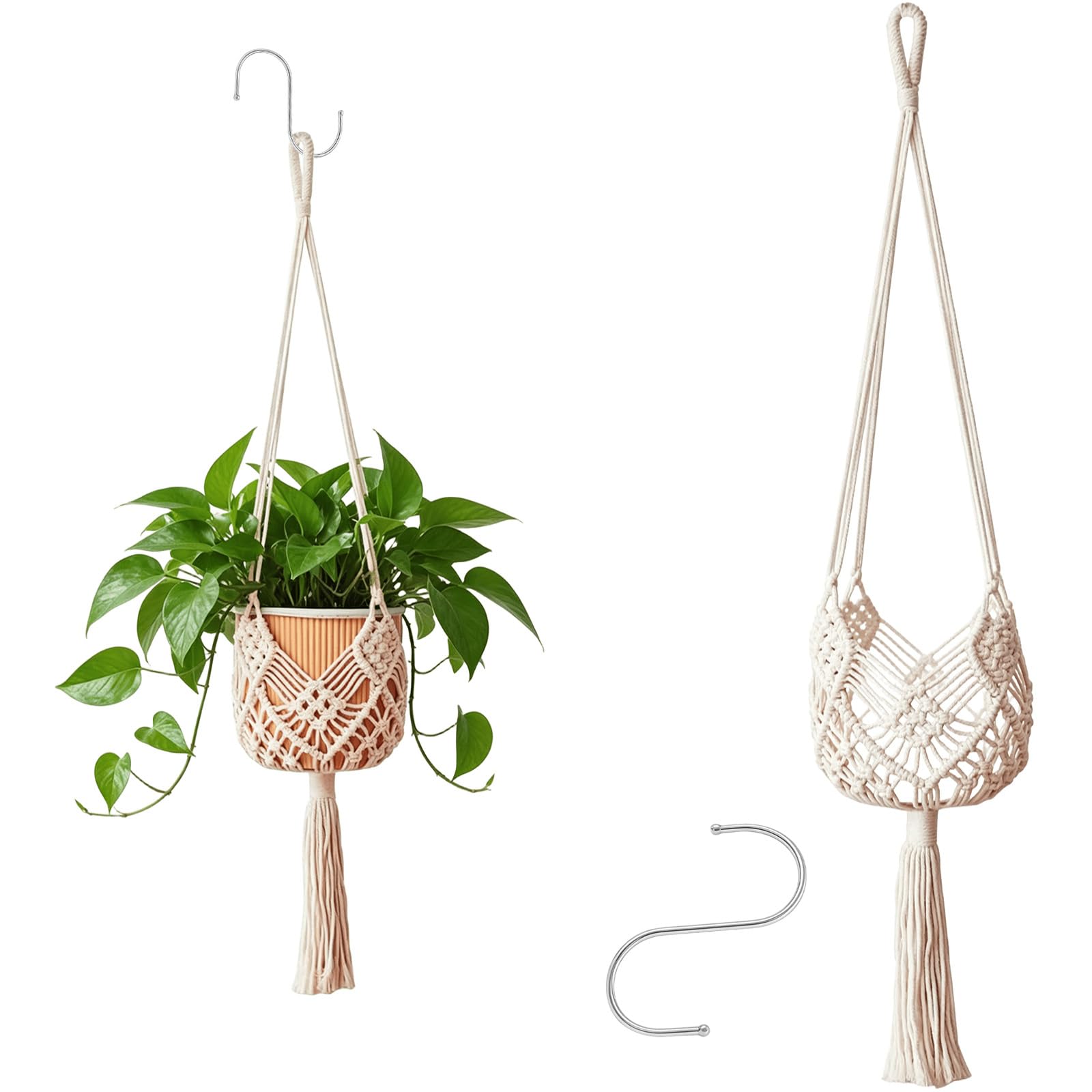 Macrame Plant Hanger, Indoor Hanging Plant Holder for Home Decor
