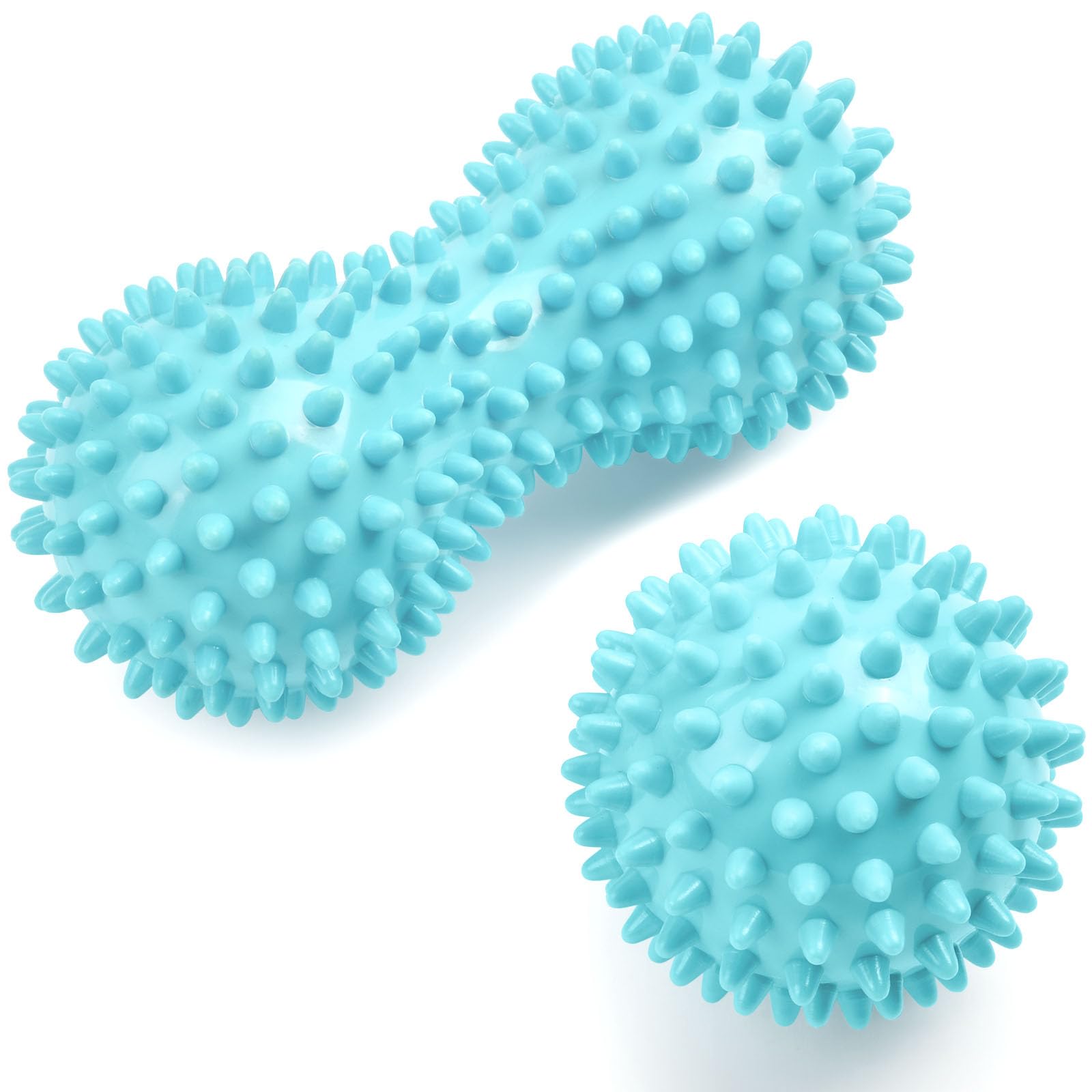 URAQT Massagebälle Faszienball, 3 Pack Igelball Set, Spiked Massage Ball Hart, Massagebälle mit Noppen,für Rücken Beine Füße Hände