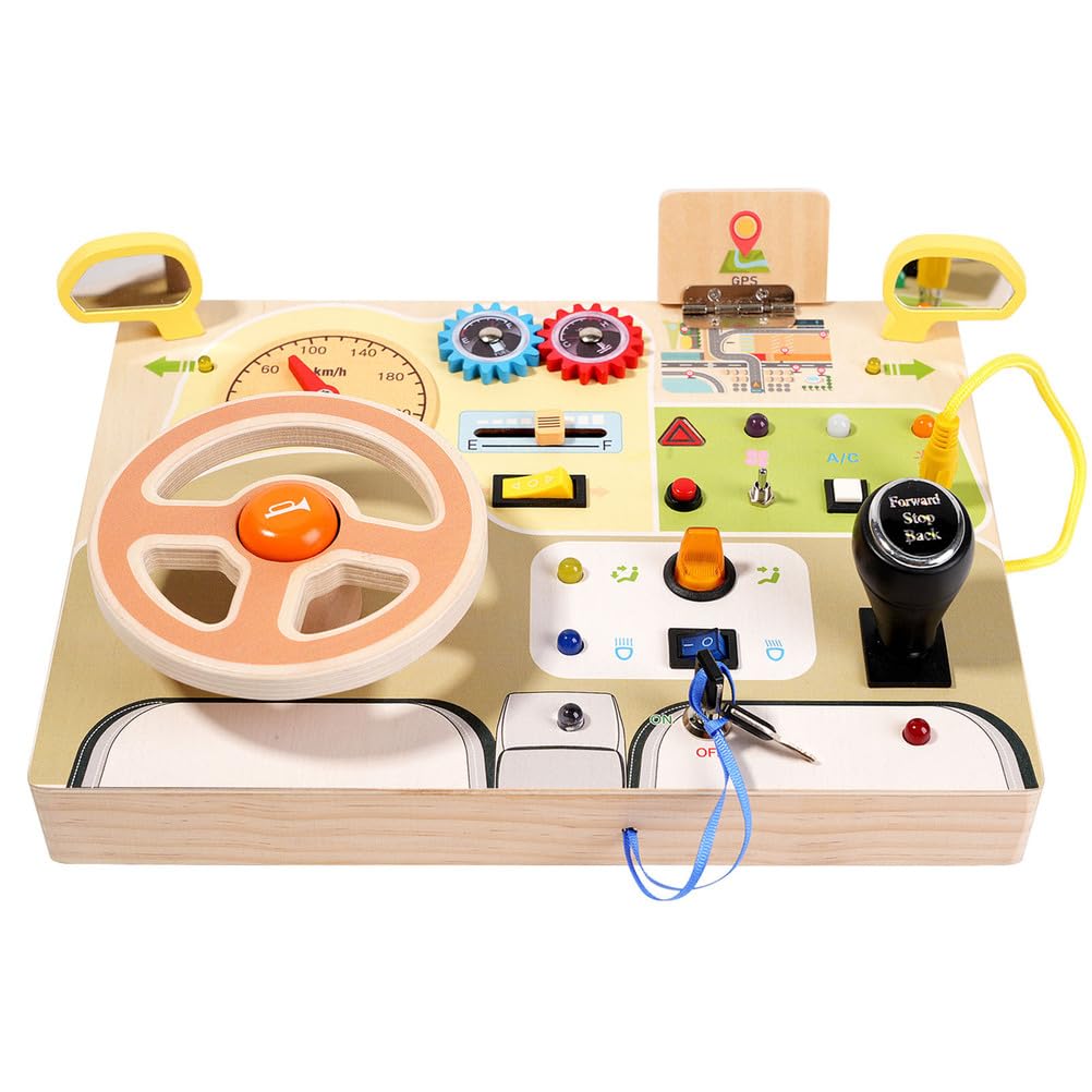 Tableau de conduite en bois, jouet sensoriel pour la motricité fine