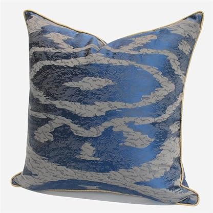 Blaues geometrisches Muster, Wohnzimmer, Sofa, Erkerfenster, Kissenbezug, gestreift, Hotel, Modellzimmer, Dekokissen (D 50 cm * 50 cm) – Bild 6
