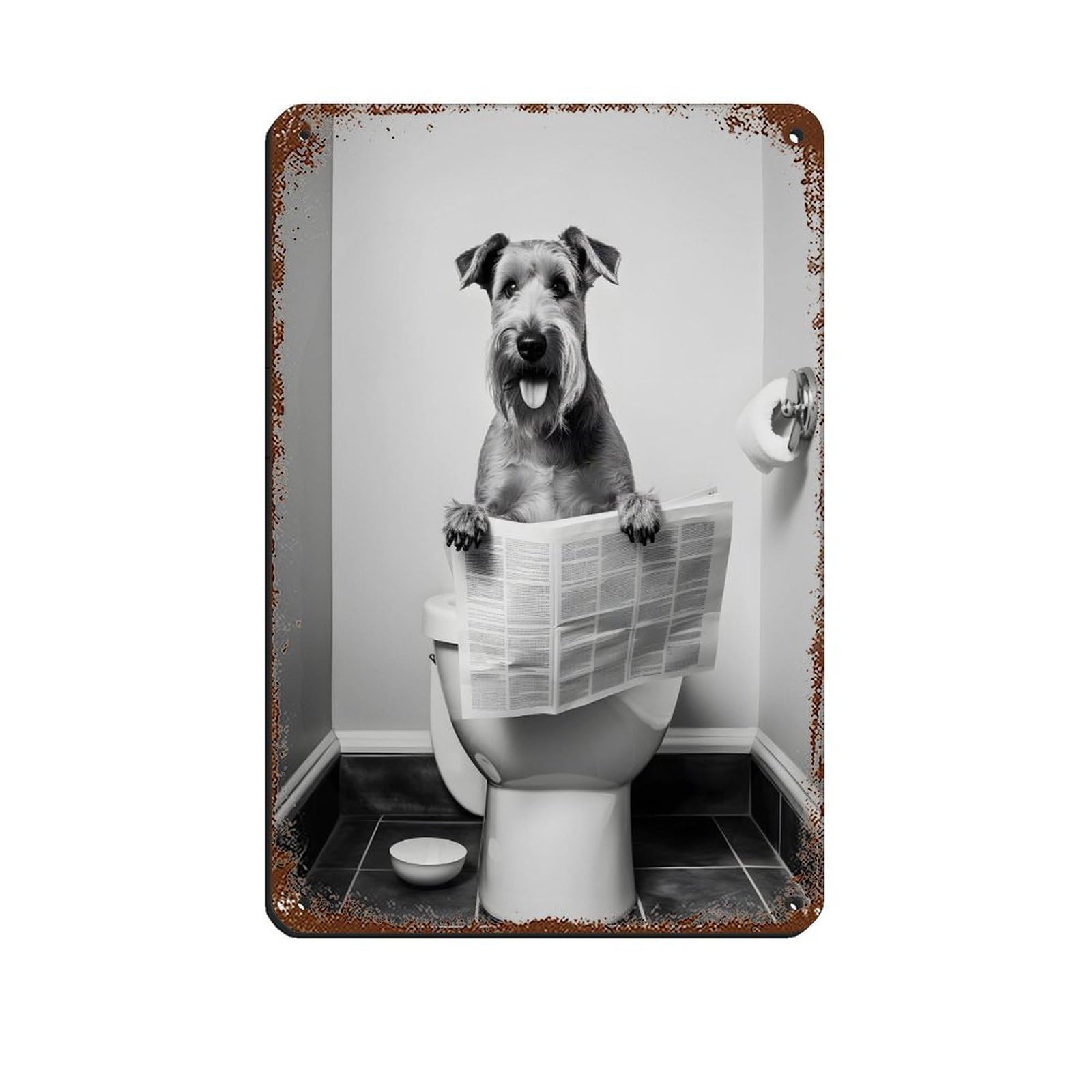 Lxwnze 20L X 30W Cm Airedale Terrier, Funny Bathroom Decor Tin Sign Vintage Metal Pub Club Cafe Bar Home Wall Art Decoration Poster Retro 8X12inch(20X30cm)