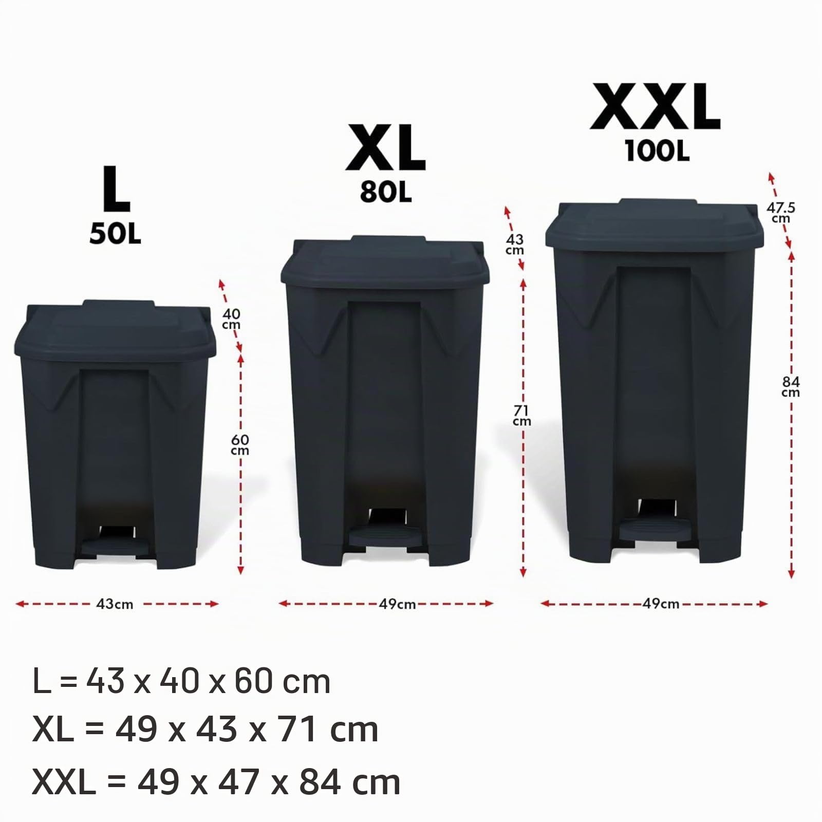 Floordirekt Pattumiera da 100 Litri. Coperchio Grigio. pattumiera per Cucina e Ufficio. Sistema di Raccolta differenziata. pattumiera a Pedale con meccanismo Step-on. Cestino della Spazzatura Olaf