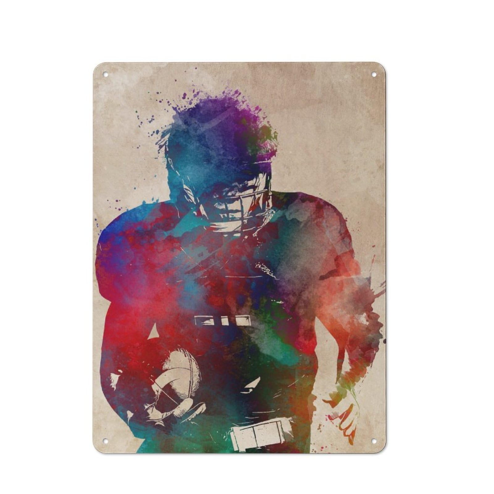 Junmoney American Football Player-1 Rustic Tin Sign 40X30cm Featuring American Football Player For Garage Or Workshop, For Updating Garage And Workshop After Moving