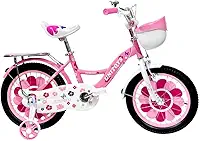 Bicicleta Infantil Rosa Aro 14 Com Rodinhas Removíveis, Cestinha e Banco Acolchoado Bike de Aprendizado Segura, Confortável e Cheia de Estilo