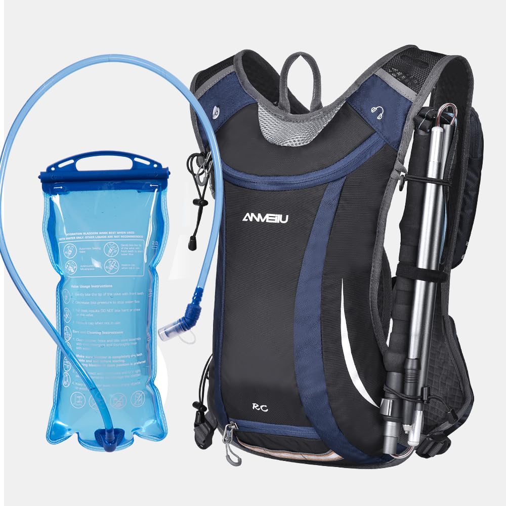 Water Bag Backpack, Running Backpack, 2L Cycling, Mountaineering, Hiking Water Bag Bag, Unisex (Black Blue)