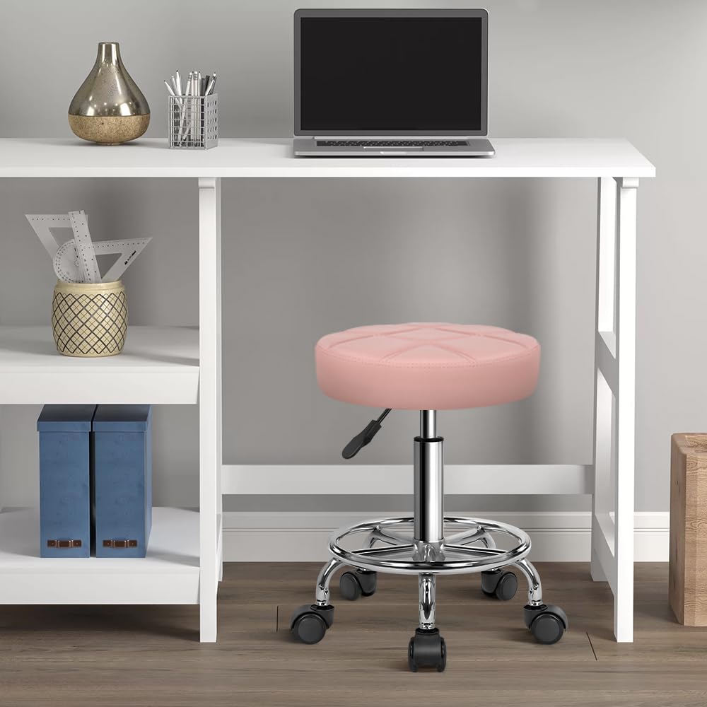 Amazon.com: KKTONER Round Rolling Stool Chair PU Leather