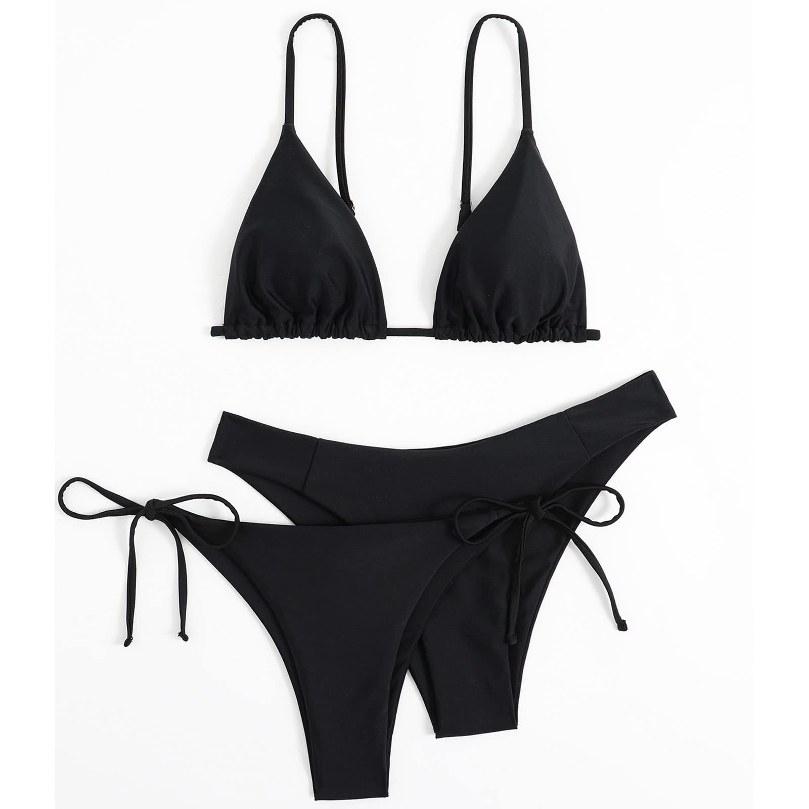 Bikini da donna, 3 pezzi, con fascia, push-up, brasiliano, abbigliamento da spiaggia, taglia 48, viola, L