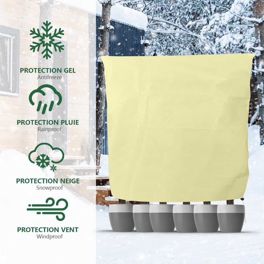 OFFCUP Osłona zimowa dla roślin 200 x 240 cm, osłona przeciw mrozowi, osłony roślin 60g/m² z zamkiem błyskawicznym i taśmą ściągającą, osłona zimowa dla drzew, palm, roślin balkonowych