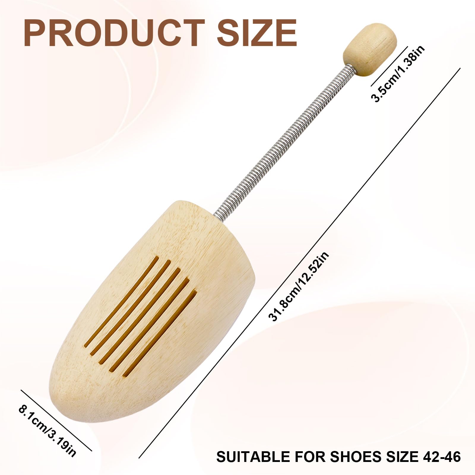 Schuhspanner Holz 2 Stück Shoe Tree Mit Stahlfeder Herren Damen, Stiefelspanner aus Echt-Holz mit Metall-Spiralfeder für Alle Schuhgrößen 42-46 für Stiefel oder Sneaker.