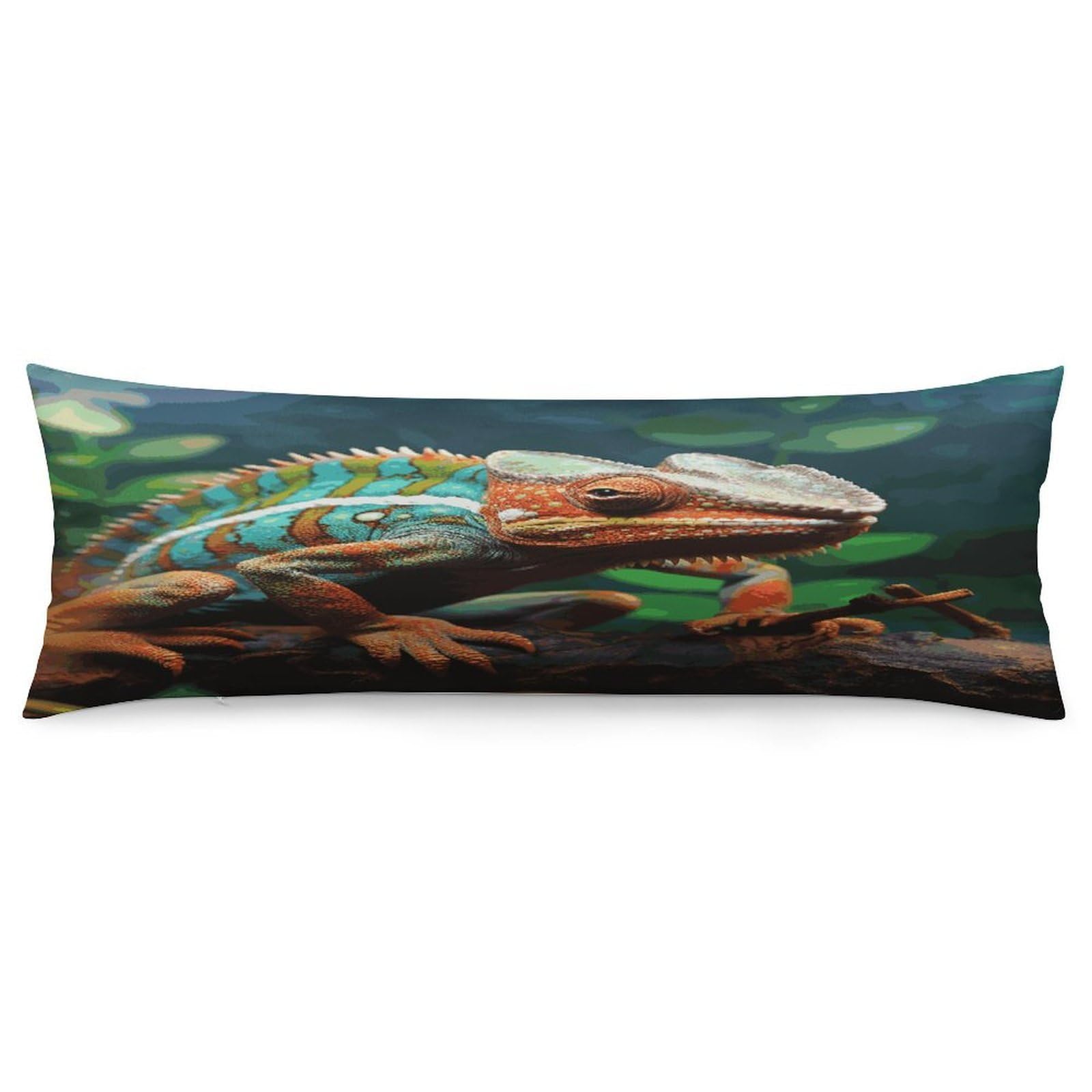 Cute Chameleon Pillowcase Long Body Pillow Cover Soft Decorative Body Pillow Case Breathable Large Pillowcase Cute Cozy Pillow Protector for Bed Sofa Couch Room 18.9 X 53 Inch