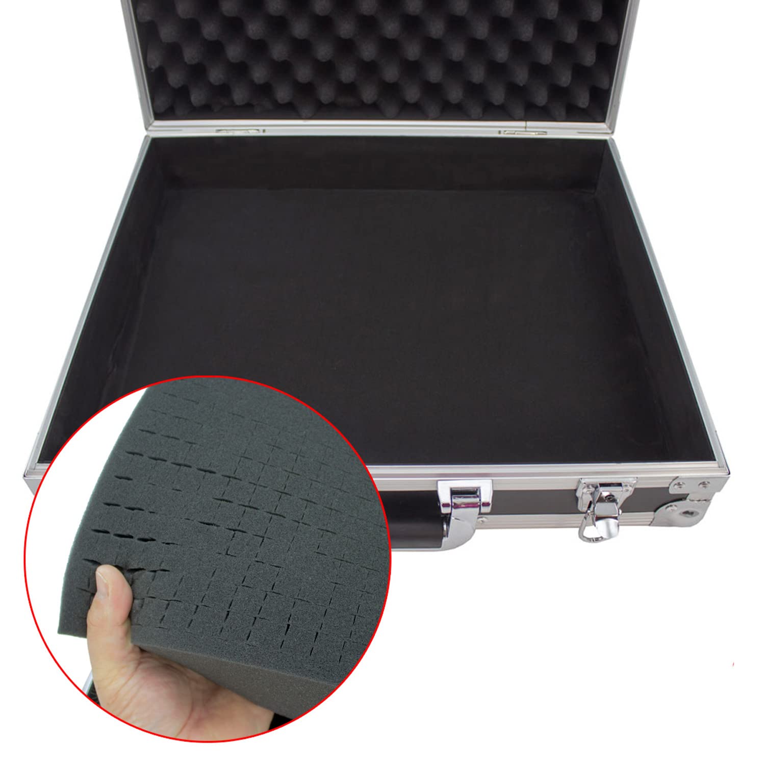 Flightcase universal Transportkoffer für Equipment, Werkzeug, technische Geräte | mit universell anpassbarem Schaumstoff | Schutzkiste, abschließbar | ACC-2 SATISFIRE