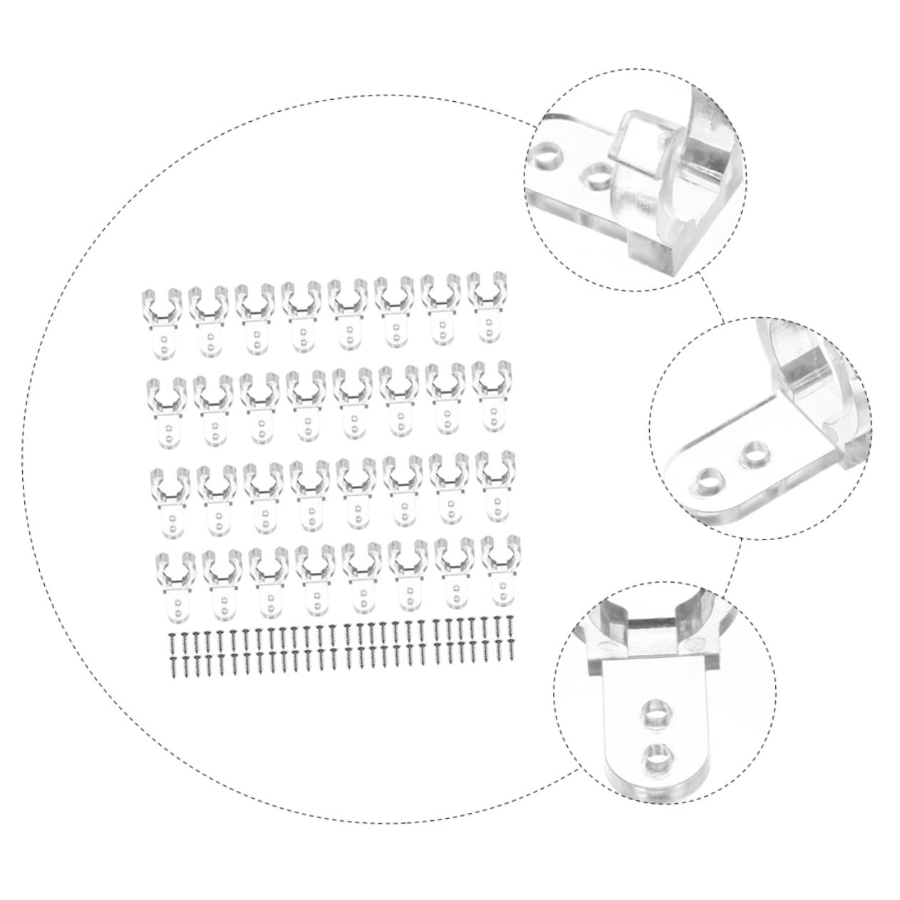 AUTSUPPL Light Strip Fixing Clip Neon Rope Light Clips 200pcs Plastic Mounting Clips Easy to Install