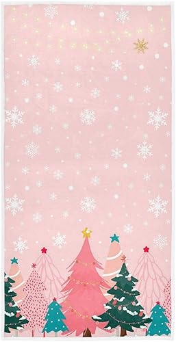 Toalla de baño de manos rosa con árbol de Navidad, toalla de cocina de copo de nieve de invierno, decoración de Navidad, grifo de baño, juego de