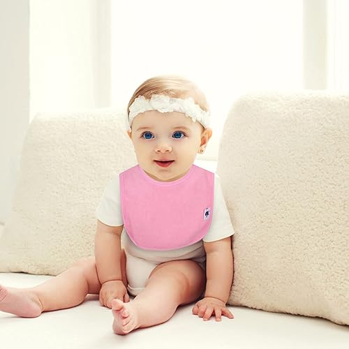 Miniatura 5 de SPINFOX Baberos impermeables para niñas, niños, babero unisex de algodón sólido de punto para bebés