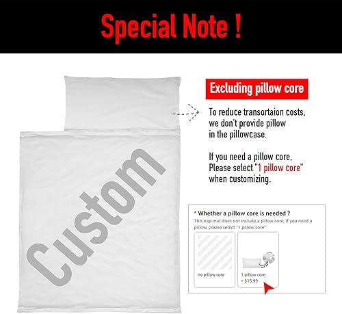 Miniatura 4 de Juego de tapete personalizado para siesta con funda de almohada y colcha de manta, saco de dormir personalizado para niños con nombre, esterillas