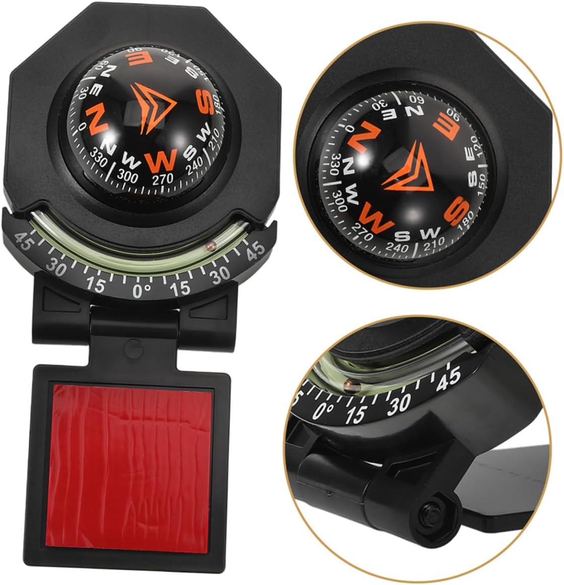 2pcs Car Dashboard Compass with Inclinometer Auto Navigation Compass Boat Dash Mount for Safe Driving