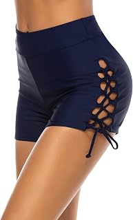 Lecieldusoir Women's Swim Shorts High Waist Lace Up Boardshorts Swimsuit Boyshorts Bikini Bathing Suit Tankini Bottoms Price In India