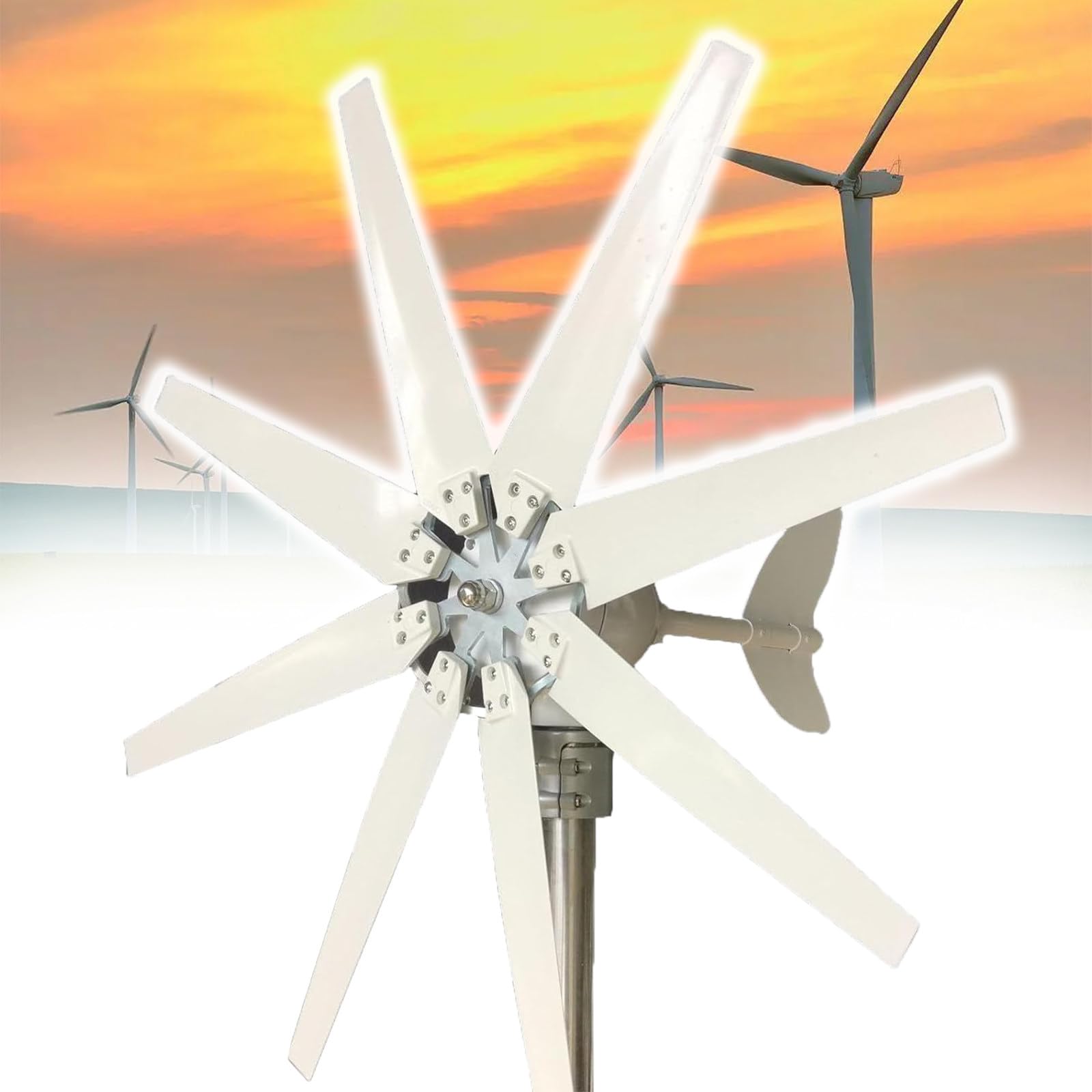 Kit generatore Eolico da 12V, 24V e 48V con regolatore di Carica - Generatore Eolico Marino efficiente per Uso Domestico, Soluzione di energia rinnovabile Ecologica
