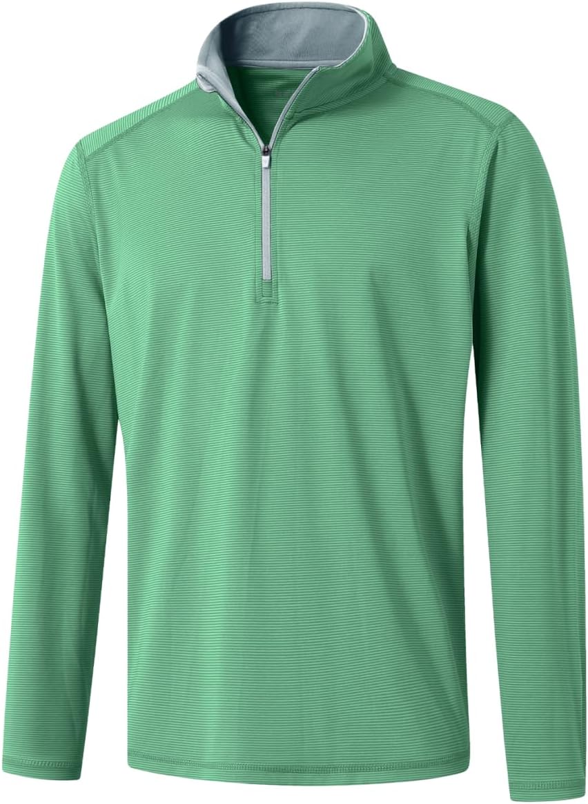 M MAELREGQuarter Zip Pullover Men Performance Dry Fit Stripe Mock Neck Midlayer Golf 1/4 Zip Pullover Mens Sweatshirt