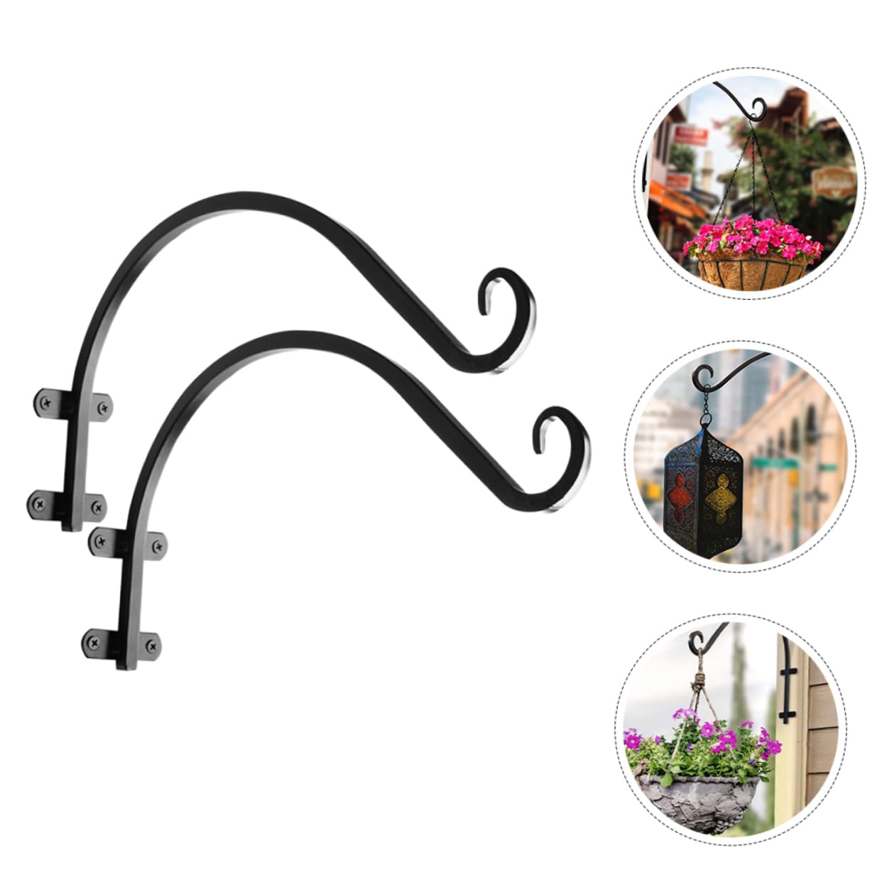 Sosoport Supporto a Muro in Ferro Nero per Fioriera Sospesa, Gancio Robusto per Vasi da Appendere per Giardini e Patii, Design Elegante e Resistente
