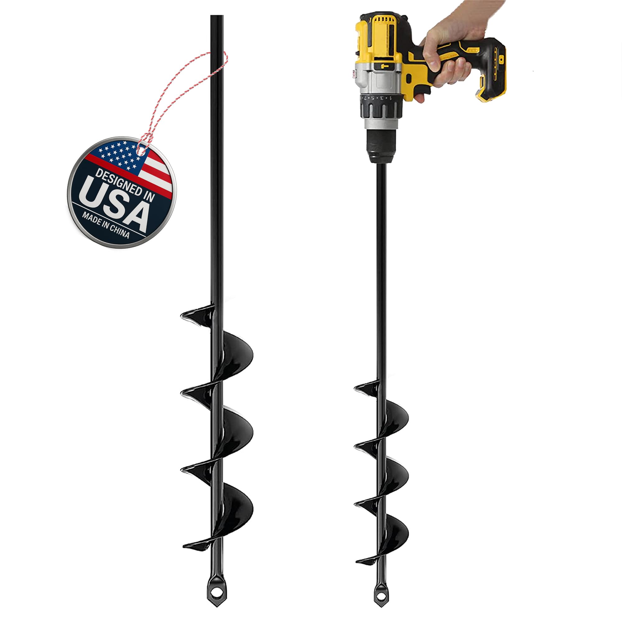 K-Brands Auger Drill Bit for Planting – 1.6 x 16 Inch - Garden Spiral Hole and Bulb Planter Tool for Umbrella Holes - Compatible with 3/8 Inch Hex