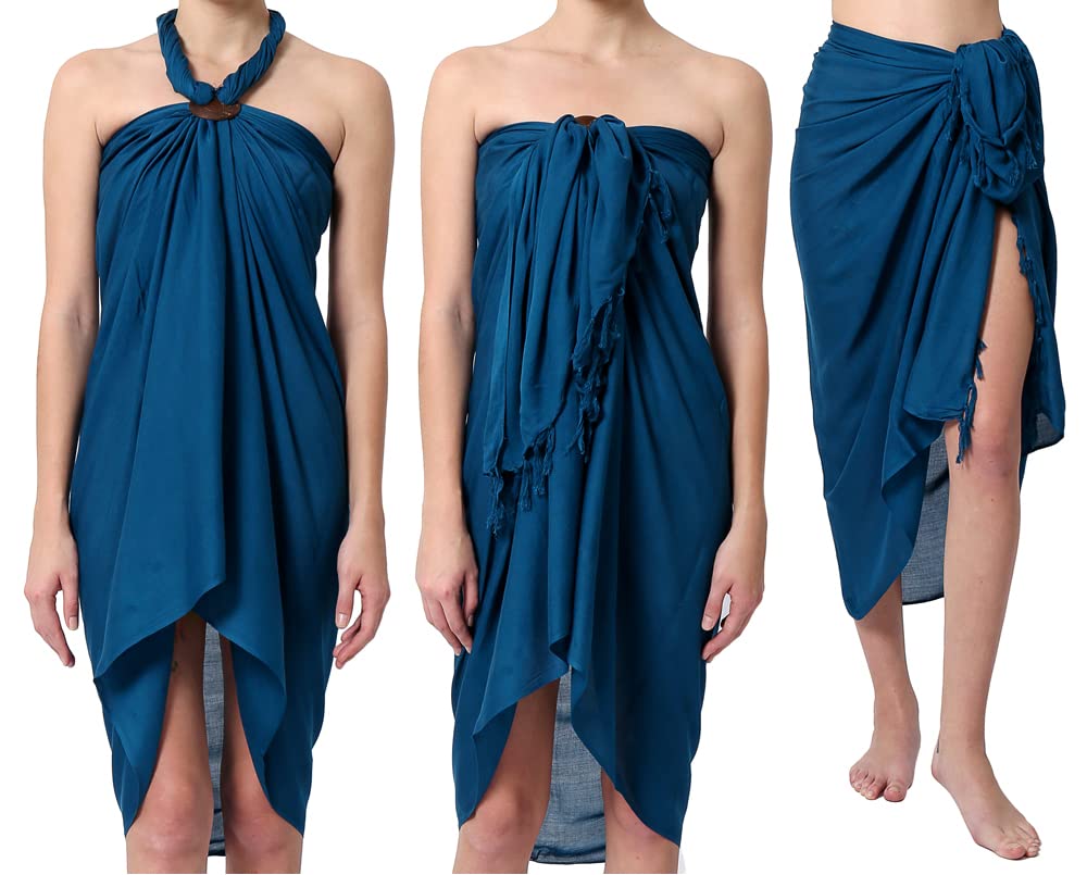 Pareo Sarong Tuch Damen Herren Wickelrock Strand Strandtuch blickdicht Wickeltuch Handtuchkleid Wickelkleid Unisex einfarbig Uni mit Schnalle