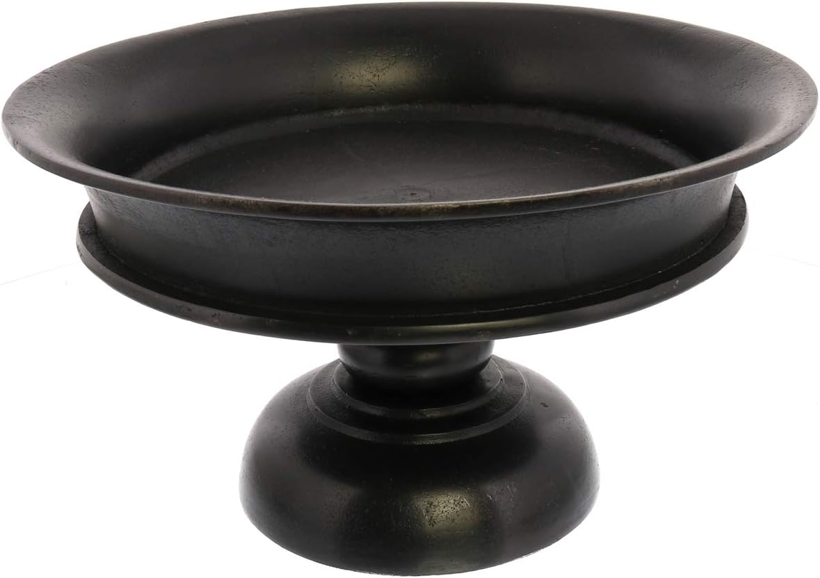 MY SWANKY HOME Large 12" Bronze Metal Centerpiece Bowl | Footed Fruit Decorative Pedestal