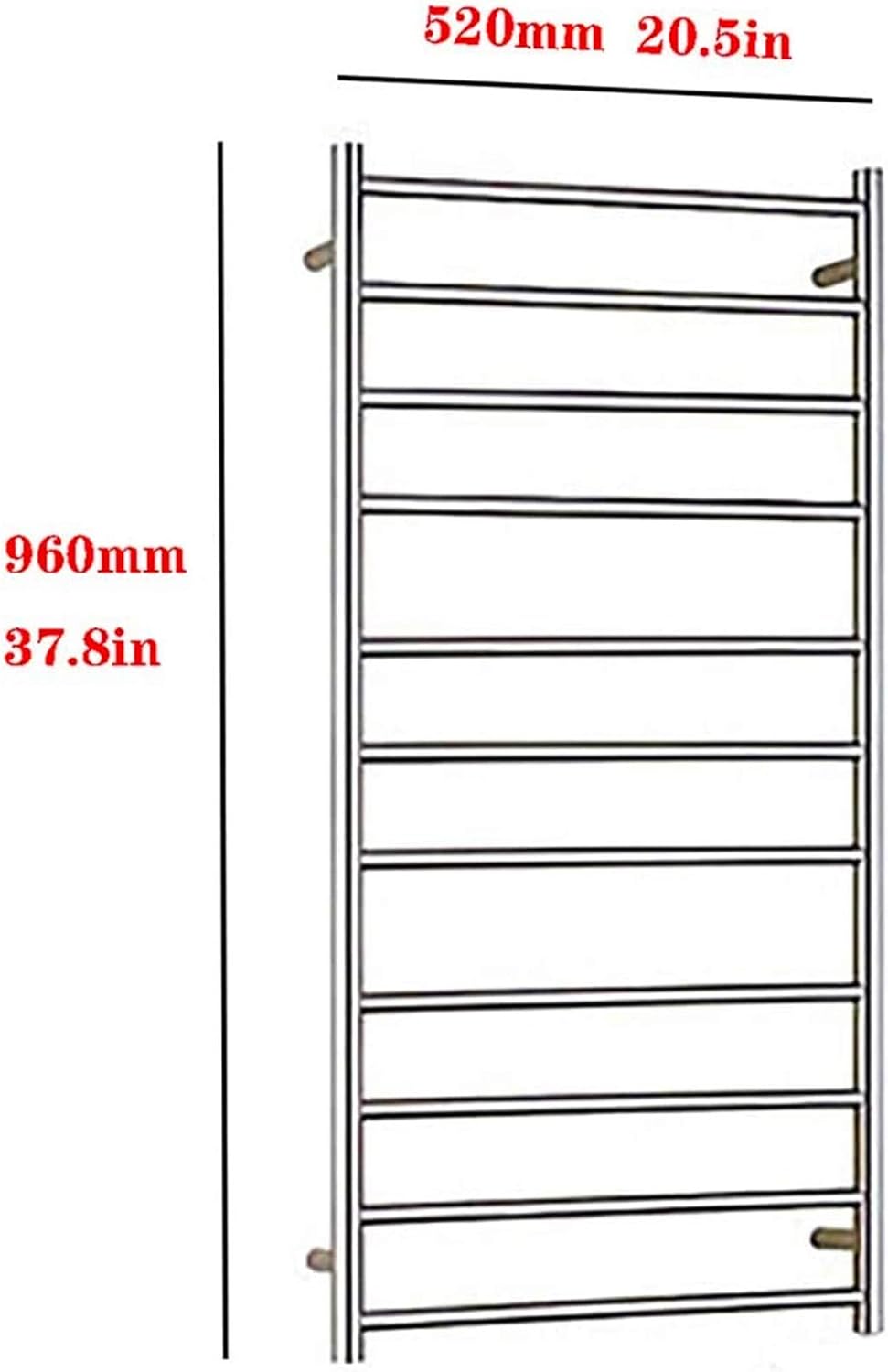 Bathroom Wall Heater Electric Towel Warmer Rack, Bathroom Shelf 304 Stainless Steel Towel Heated Warmer Dryer Rack with 11 Bars Wall Mounted Polished,Plugin