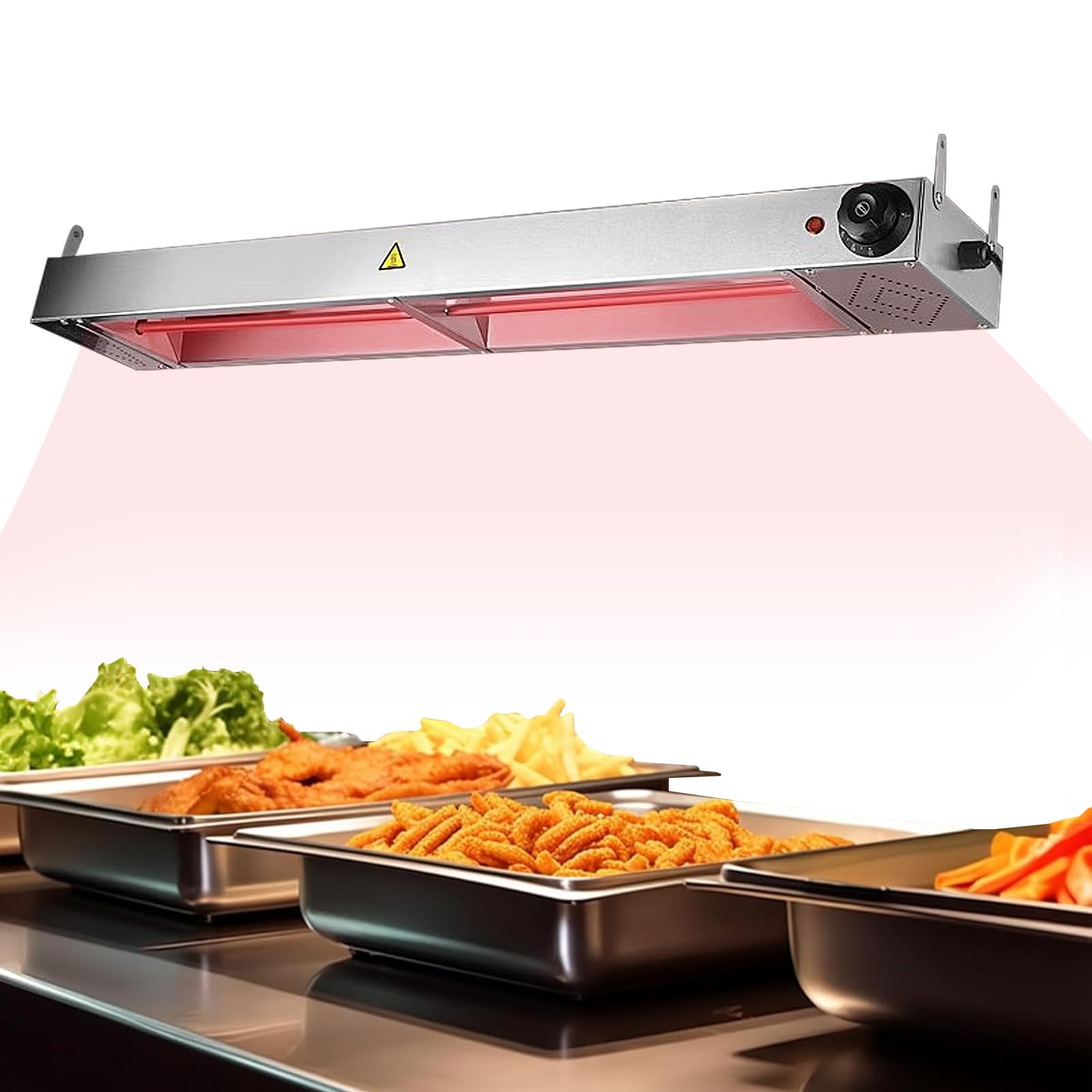 Lampade Scaldavivande Cucina, Acciaio Inossidabile Lampada Riscaldante Infrarossi Alimenti, Commerciale Lampada Riscaldante Cucina, Temperatura Regolabile 30-85°C (60cm, 1pezzo)
