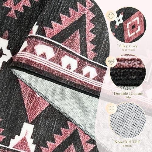Tapete decorativo para entrada 2x3 negro-rojo antideslizante miniatura 4