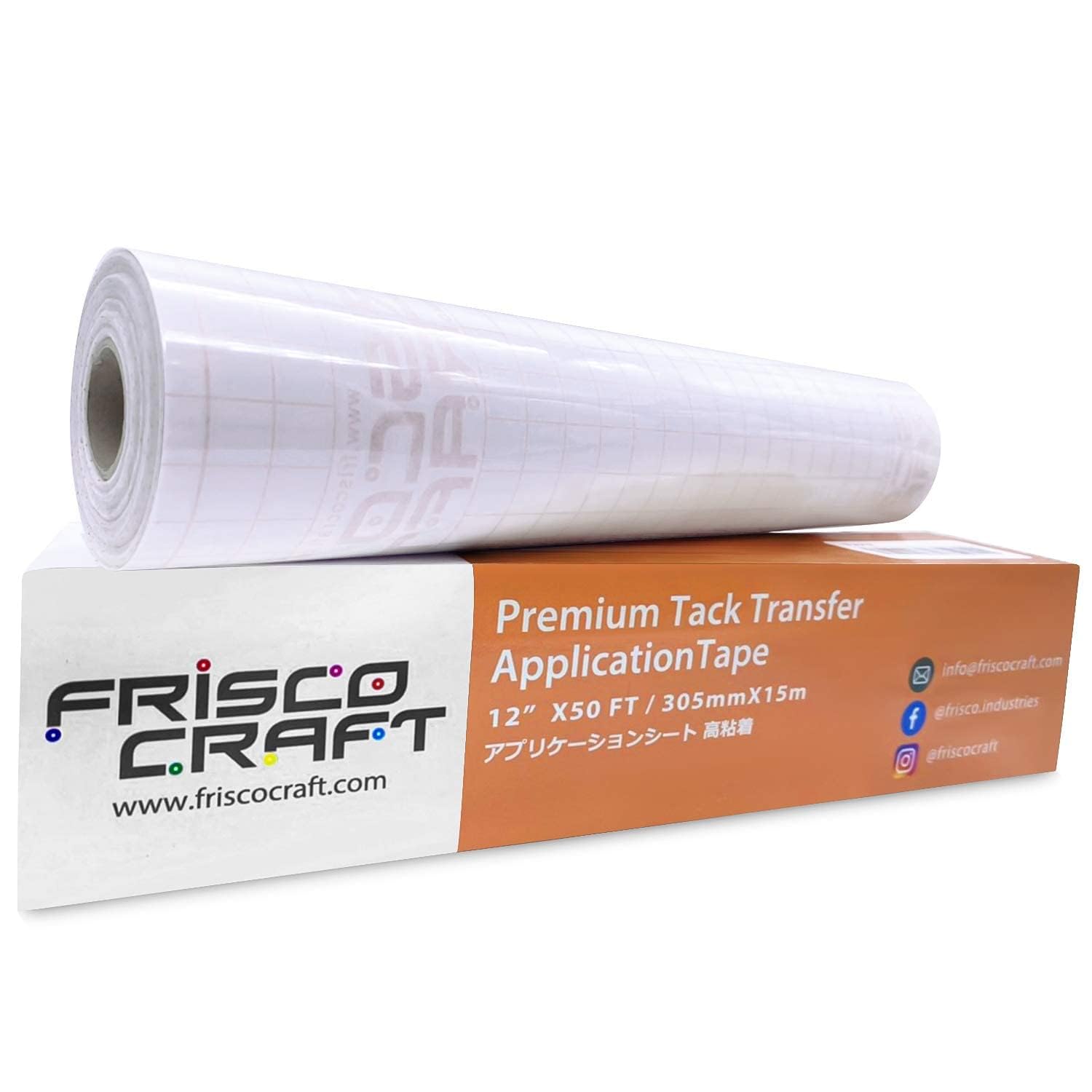 Frisco Craft Premium Tack Clear Transfer Tape for Vinyl with Paper Backing - Perfect for Self Adhesive Vinyl for Signs, Decals, Holographic & More (Original Clear, 12" x 50 ft)