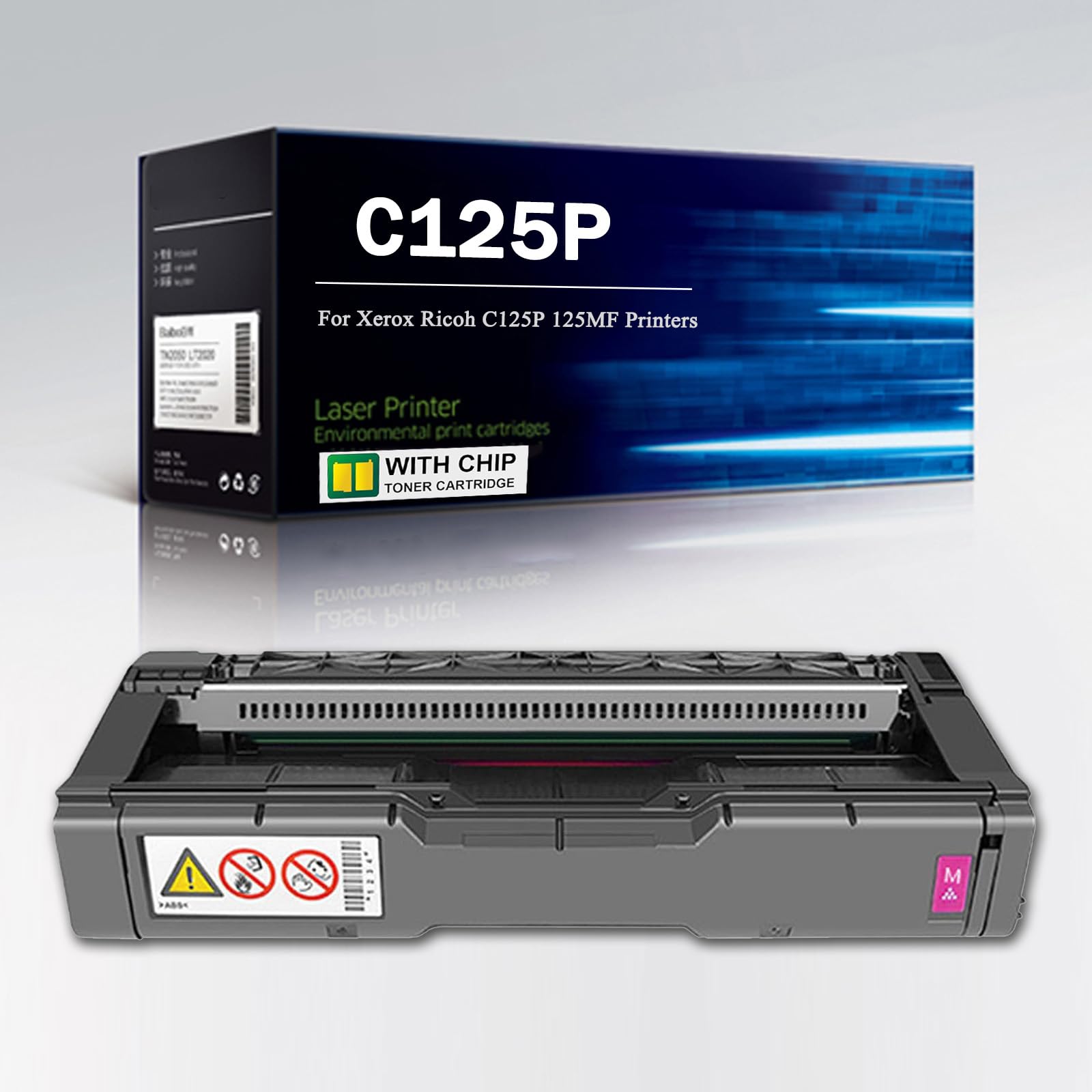 C125P Kaseta z tonerem 434060 434061 434062 434063 Czarny Żółty Cyjan Magenta Kaseta z tuszem Kompatybilny zamiennik Ricoh C125P C125MF Drukarka laserowa do Bank School,Magenta-1Pack